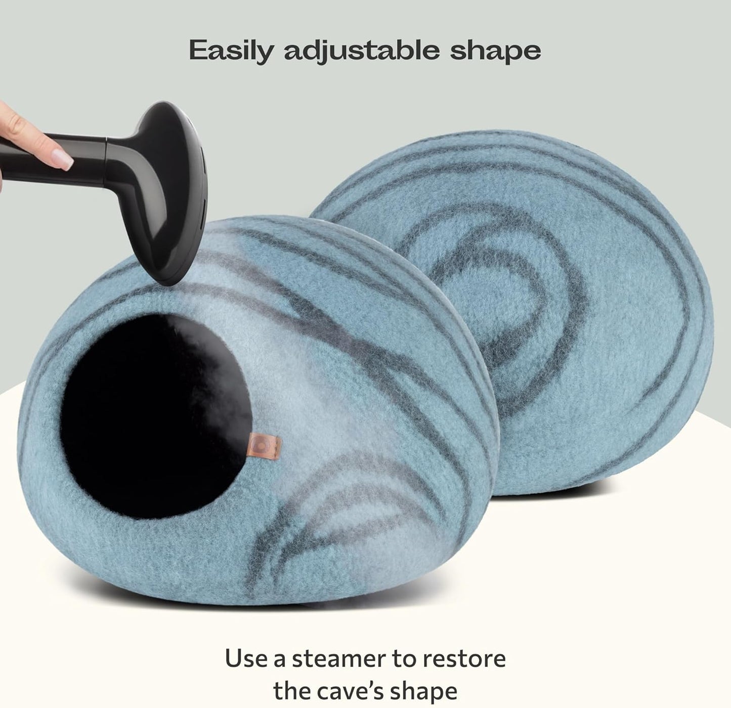 MEOWFIA Cat Cave – Premium Felt Cat Bed for Indoor Cats, Handmade 100% Merino Wool (Aquamarine, Large) - Pet Explorer