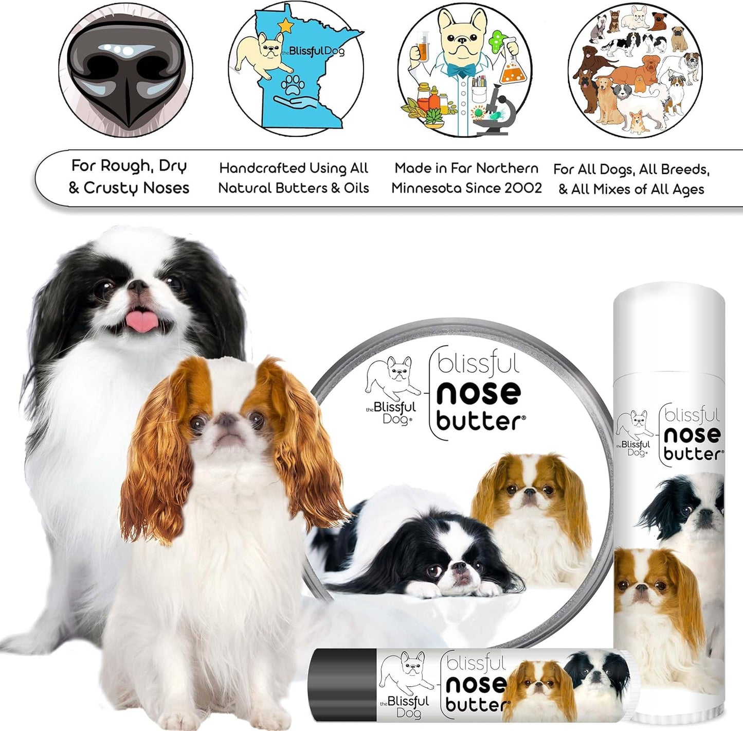 The Blissful Dog Japanese Chin Nose Butter for Dry, Cracked Skin, Lick-Safe Dog Nose Balm with Moisturizing Shea Butter, Almond, Olive, and Essential Oils, Pet Supplies, Uncented, 0.15 oz. - Pet Explorer