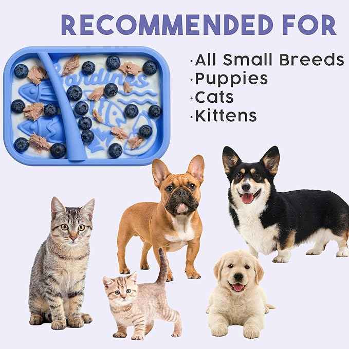 Awoo Sardina - Silicone Dog & Cat Lick Mat + Slow Feeder with Suction Cups - Non-Slip, Dishwasher Safe Pet Dish - Extends Mealtime for Fast Eaters & Reduces Anxiety - for Wet & Dry Food (Melon)