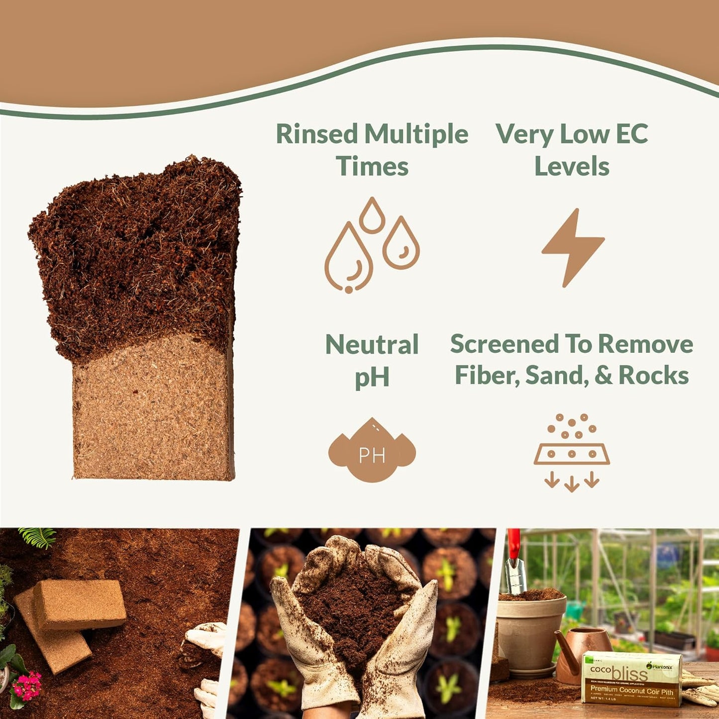Coco Coir 650gm Bricks + Worm Castings + Mycorrhizal Inoculant + Neem Meal Fertilizer + Organic Biochar for Plants - All Natural Soil Amendments for Plants - Organic Coco Coir for Plants & Gardening - Pet Explorer