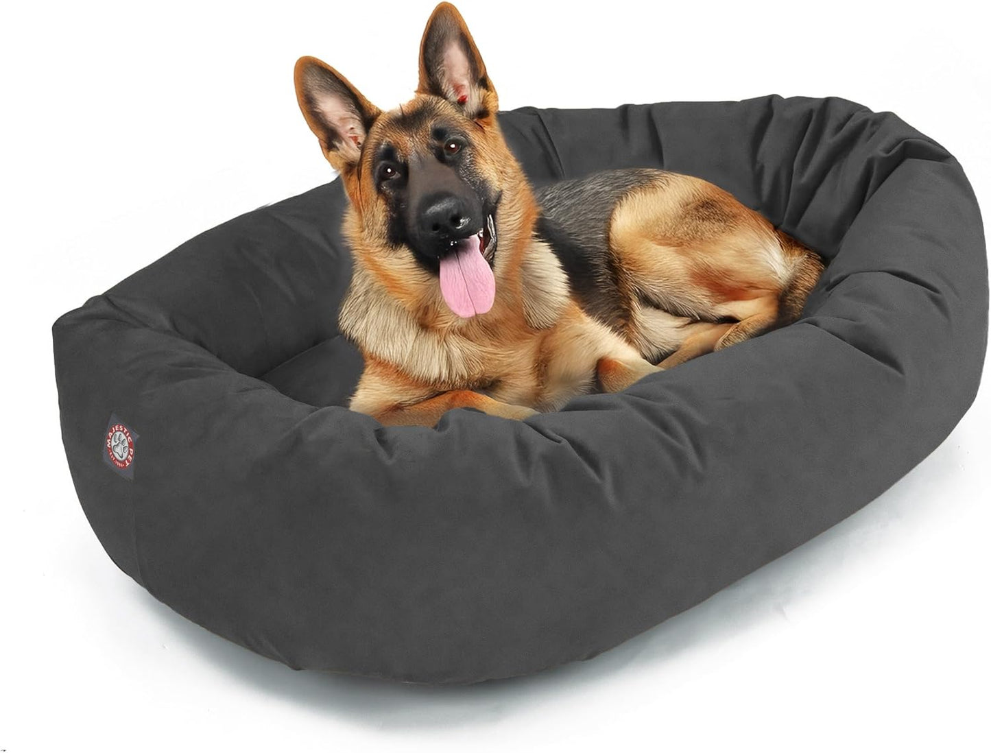 Majestic Pet 52 Inch Suede Shredded Memory Foam Mix Calming Extra Large Dog Bed Washable 52 x 35 x 11 (Inch) - Cozy Soft Round Donut Dog Bed with Spine for Head Support - Pet Bed Gray - Pet Explorer
