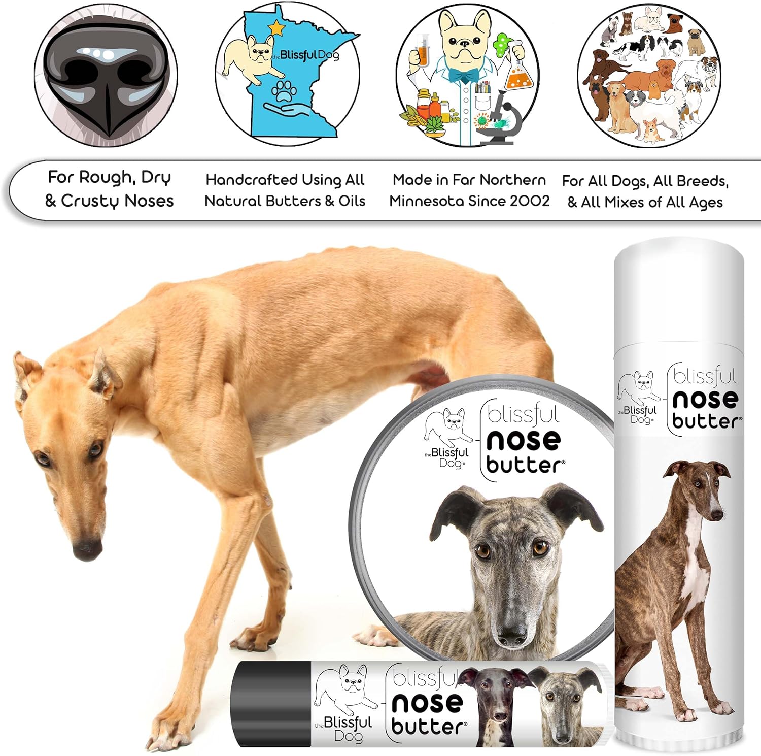 The Blissful Dog Greyhound Unscented Nose Butter - Dog Nose Butter, 2 Ounce - Pet Explorer