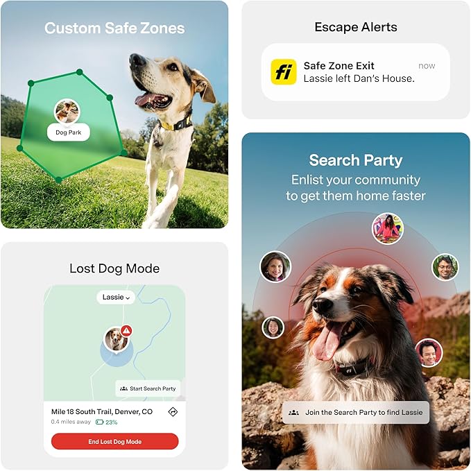 New Fi Series 3+ Smart Dog Tracker Collar [6 Month Membership Included] GPS Tracker for Dogs with Health & Behavior Monitoring, Escape Alerts, Waterproof, LED, Apple Watch Compatible (Yellow, Medium)