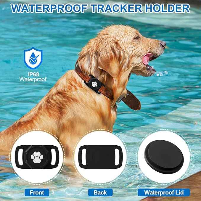 Smart Pet Tracker for Collar - Dog Trackers Pet Location Tracker with Holder, No Monthly Fee, Compatible with Apple Airtag Find My (iOS Only, Not for Android), Anti-Lost Device for Pets, Bag Straps