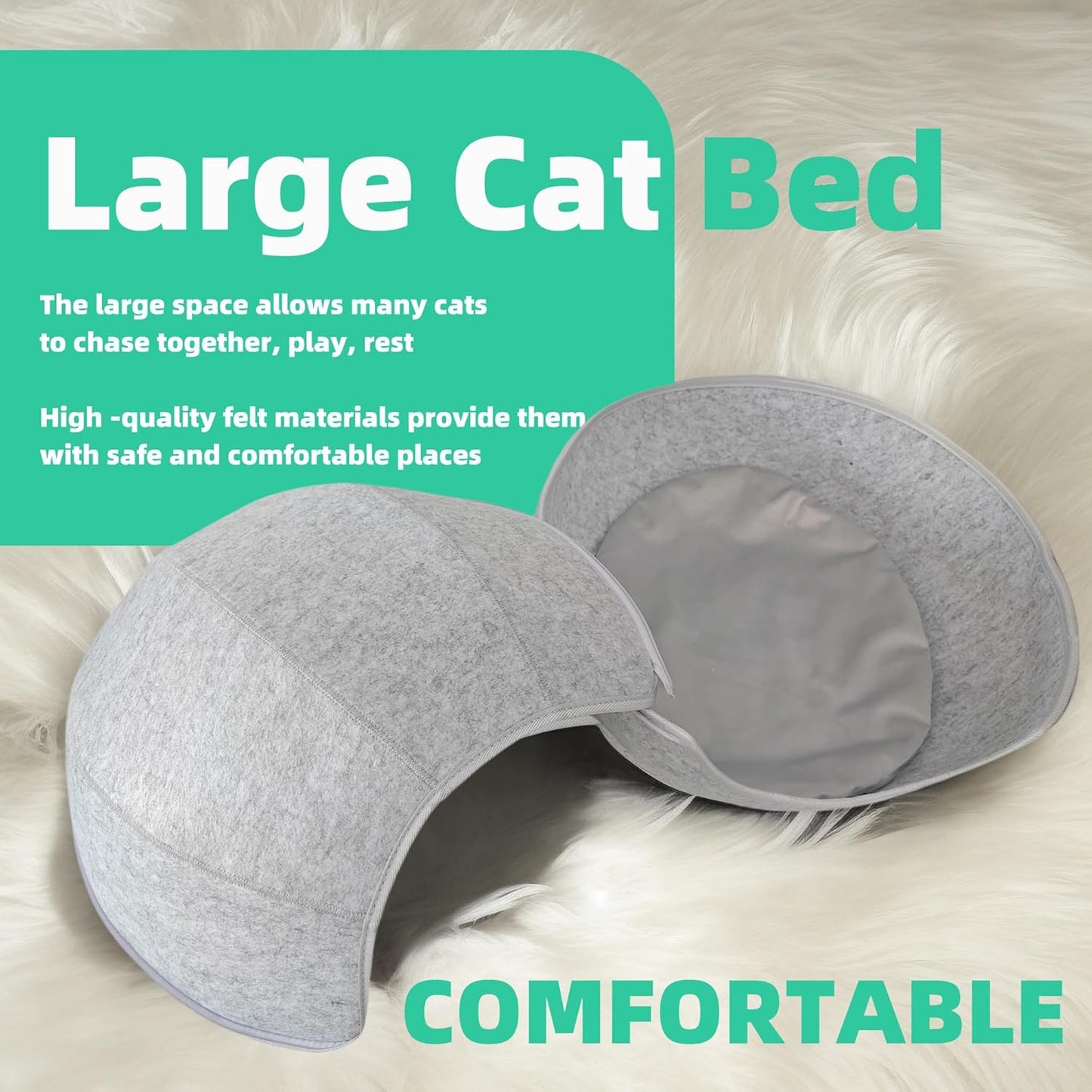 Donut Cat Tunnel Bed Peekaboo Cat Cave for Large Cats Up to 30 Lbs, Kitty Interactive Playing Tent House for Multiple Cats,Detachable,Scratch Resistant (2 in 1 Gray, Medium - 20 Inch Diameter) - Pet Explorer