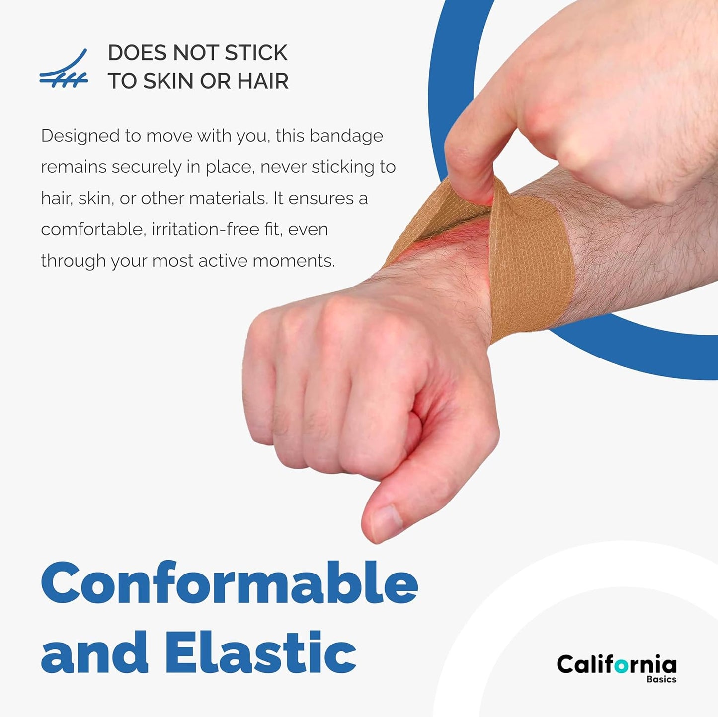 California Basics - 8 Pack - Self Adhesive Bandage Wraps - 3 Inch by 5 Yards Non Woven Self Adhesive Bandage Wrap, Brown Athletic Tape for Wrist, Hand & Ankle Wrap, Premium-Grade Medical Bandage Tape
