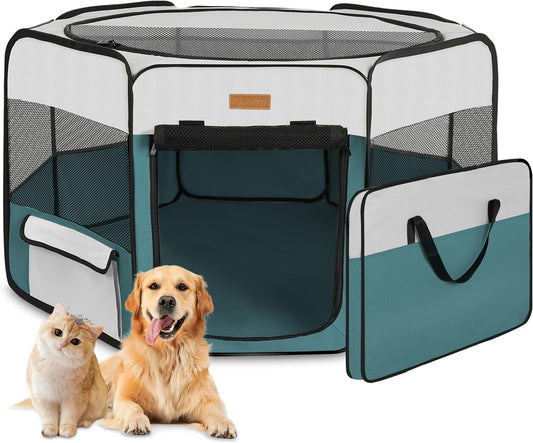Dog Playpen, Portable Pet Play Pen for Cat, Puppies, Rabbits, Chickens, Foldable Large-Capacity Pet Tent for Indoor/Outdoor Travel Camping Blue - Pet Explorer