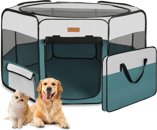 Dog Playpen, Portable Pet Play Pen for Cat, Puppies, Rabbits, Chickens, Foldable Large-Capacity Pet Tent for Indoor/Outdoor Travel Camping Blue - Pet Explorer