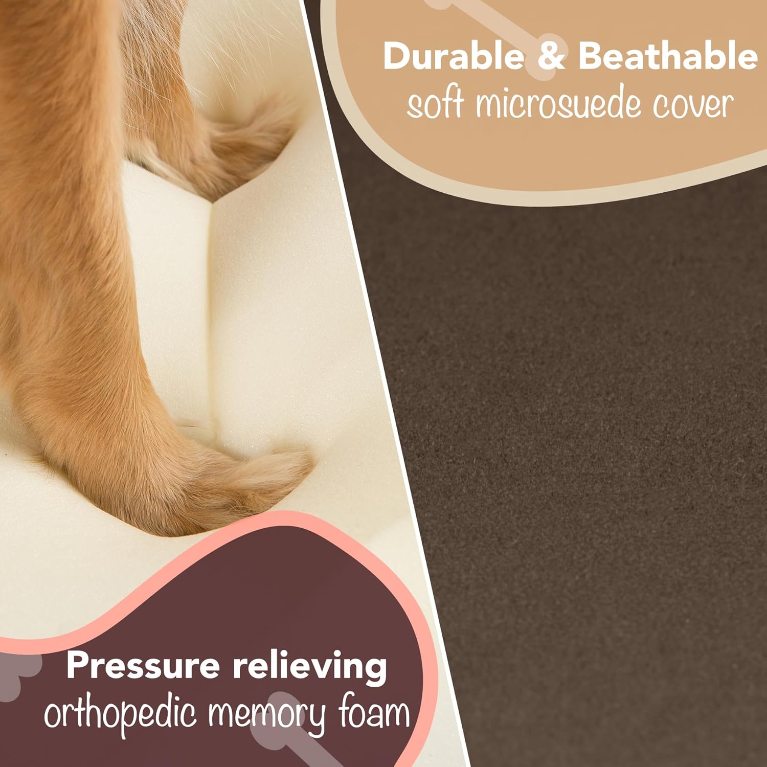Chester Small Dog Bed - Orthopedic Memory Foam Mattress, Calming Couch, Wall Rim Pillow, Water Resistant, Washable Cover, Non-Slip, Cocoa Brown - Pet Explorer