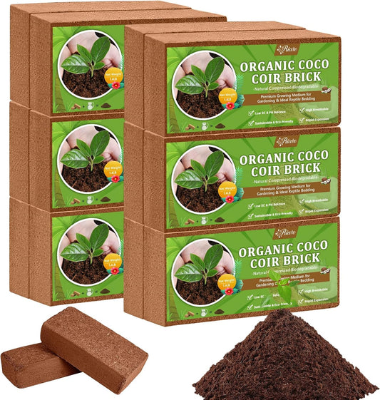Riare 12pcs Organic Coco Coir Bricks Soil Blocks- 100% Natural Compressed Coco Peat Brick Coconut Fiber Substrate with Low EC& pH Balance, High Expansion Coco Coir Pith Coconut Husk for Garden - Pet Explorer
