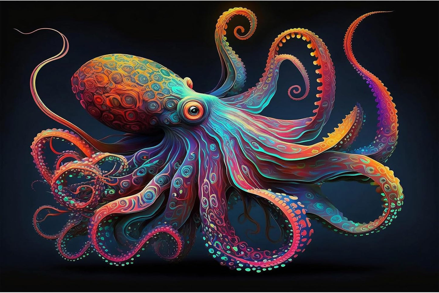 Exquisite Octopus Aquarium Background Abstract Colorful Octopus Terrarium Background Glowing Octopus on Black Background Fish Tank Backdrop Octopus Backdrops Poster Wallpaper Decors Vinyl 36x24in - Pet Explorer