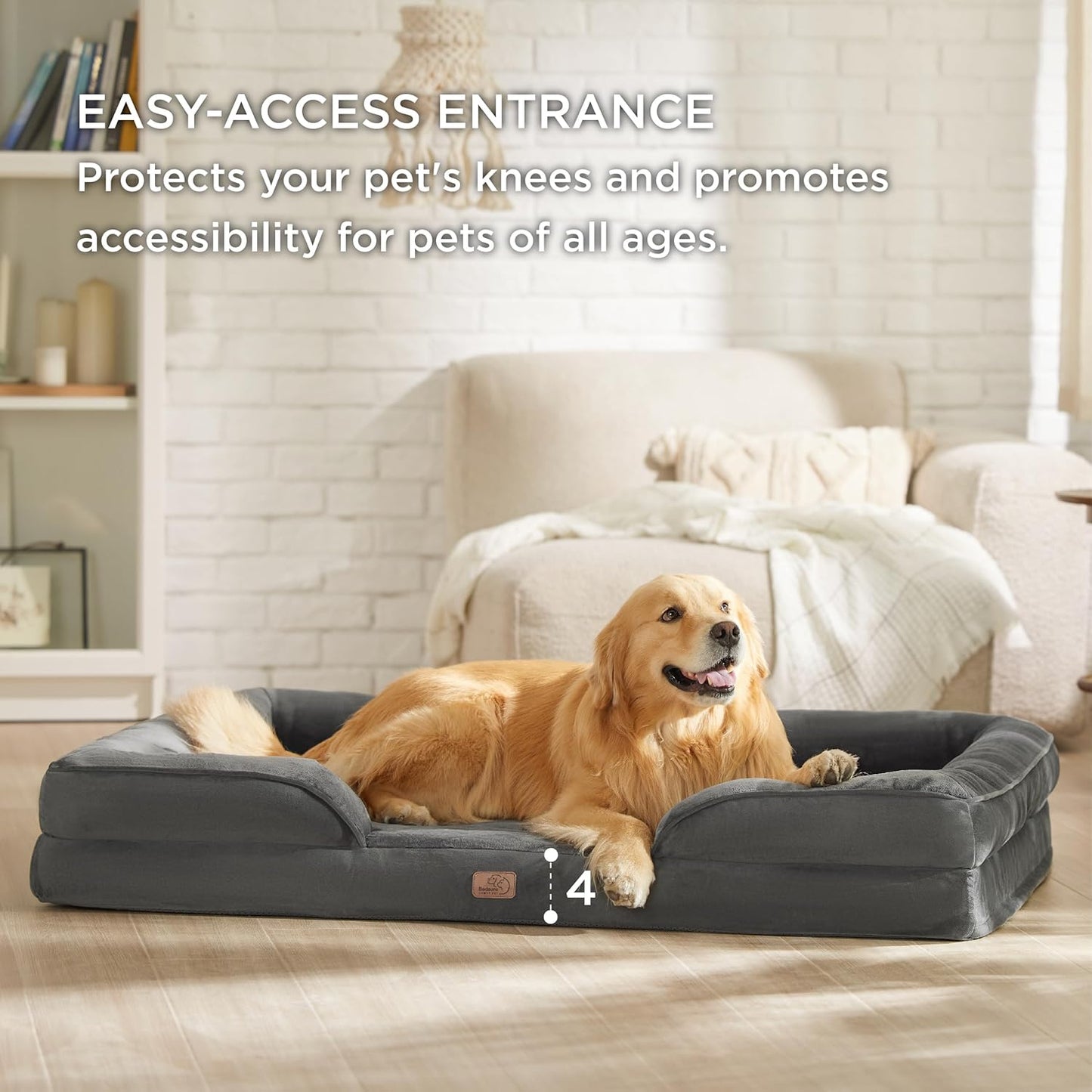 Bedsure XXL Orthopedic Dog Bed for Extra Large Dogs - Washable Giant Dog Cat Bed Waterproof, Comfort Dogs Couch Sofa with Washable Removable Cover, Pet Bed with Nonskid Bottom, Dark Grey, 52" - Pet Explorer