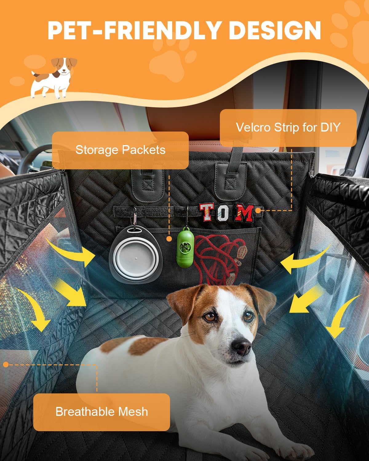 Kohree Dog Car Seat Cover for Small Dogs, Hard Bottom Dog Car Seat Cover for Back Seat with Upgraded PVC Pipe, Waterproof 900D Car Hammock for Dogs Pet Back Seat Extender for Cars SUV Truck-S - Pet Explorer
