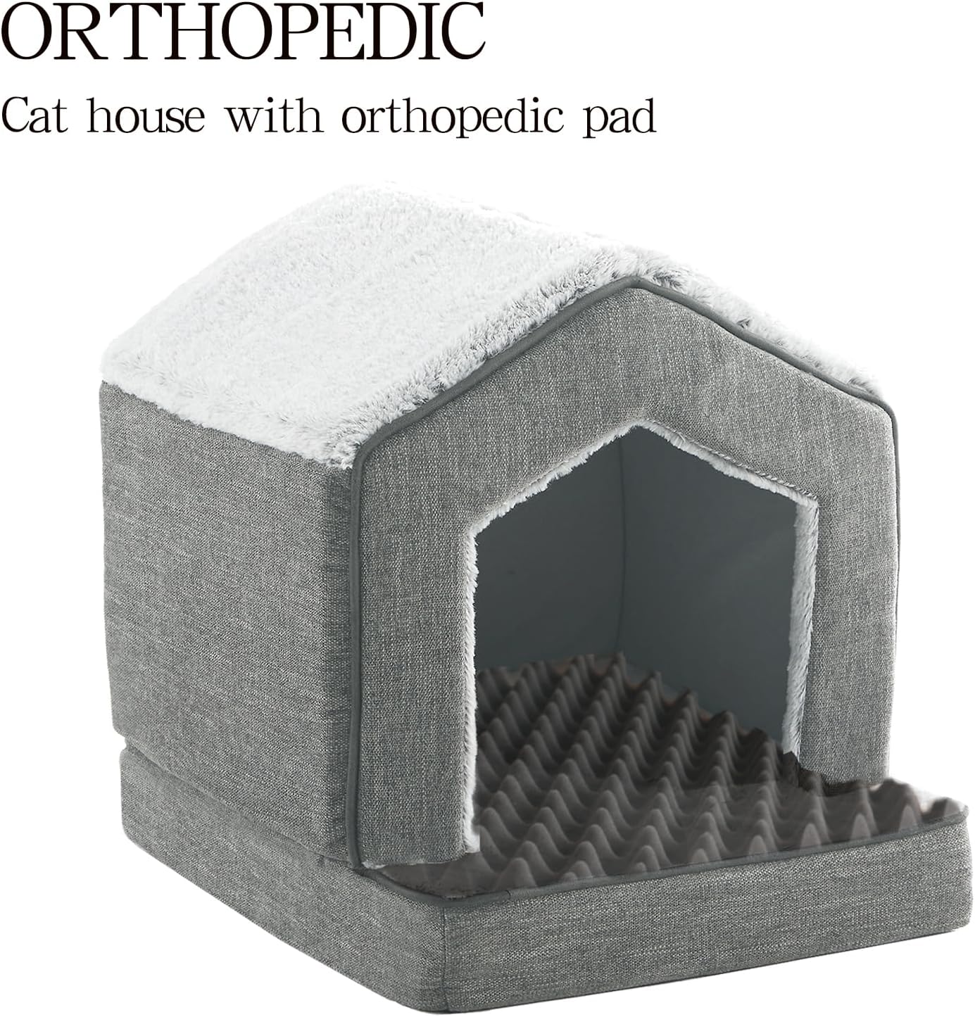 Orthopedic Cat Houses for Indoor Cats,Small Dogs,Super Soft Cat Bed Cave,Condos, Cubes,Cat Hideaway,Covered,Cat Bed for Kitty Small Medium Large Pet (Gray, 18" L x 15" W x 17" Th) - Pet Explorer