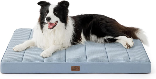 Bedsure Cooling Dog Bed for Crate - Large Orthopedic Flat Puppy Beds with Removable Washable Cover, Egg Crate Foam Pet Mat, Suitable for Pet Up to 50 lbs - Pet Explorer