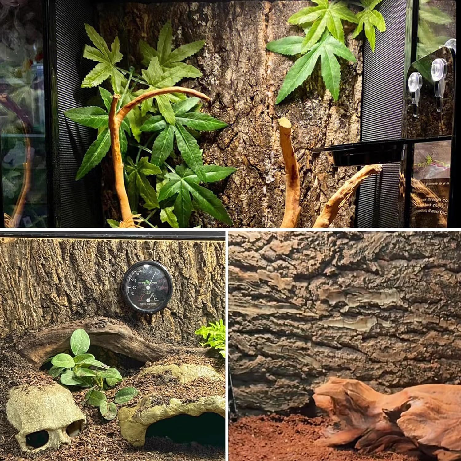Tfwadmx Terrarium Cork Bark Background, 11.8"x15.75" Thickened Reptile Tank Tree Backdrop Wall Decor Habitat Climbing Mat Decoration for Lizard, Turtle, Gecko, Bearded Dragon, Frog, Chameleon - Pet Explorer