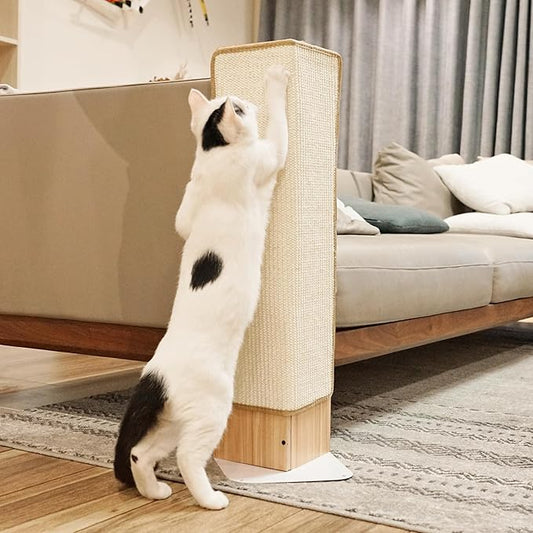 PETKARAY Couch Corner Cat Scratcher, 28" Corner Scratching Post Wall Scratcher, Sisal Furniture Protector for Sofa with Reversible Base, Large