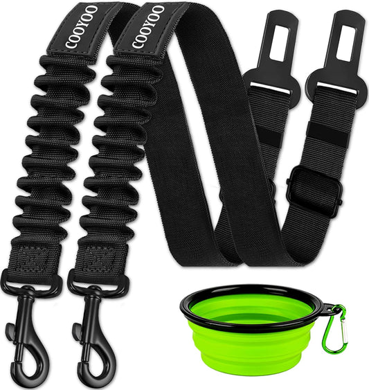COOYOO Dog Seat Belt,3 Piece Set Retractable Dog Car Harness Adjustable Dog Seat Belt for Vehicle Nylon Pet Safety Seat Belts Heavy Duty & Elastic - Pet Explorer