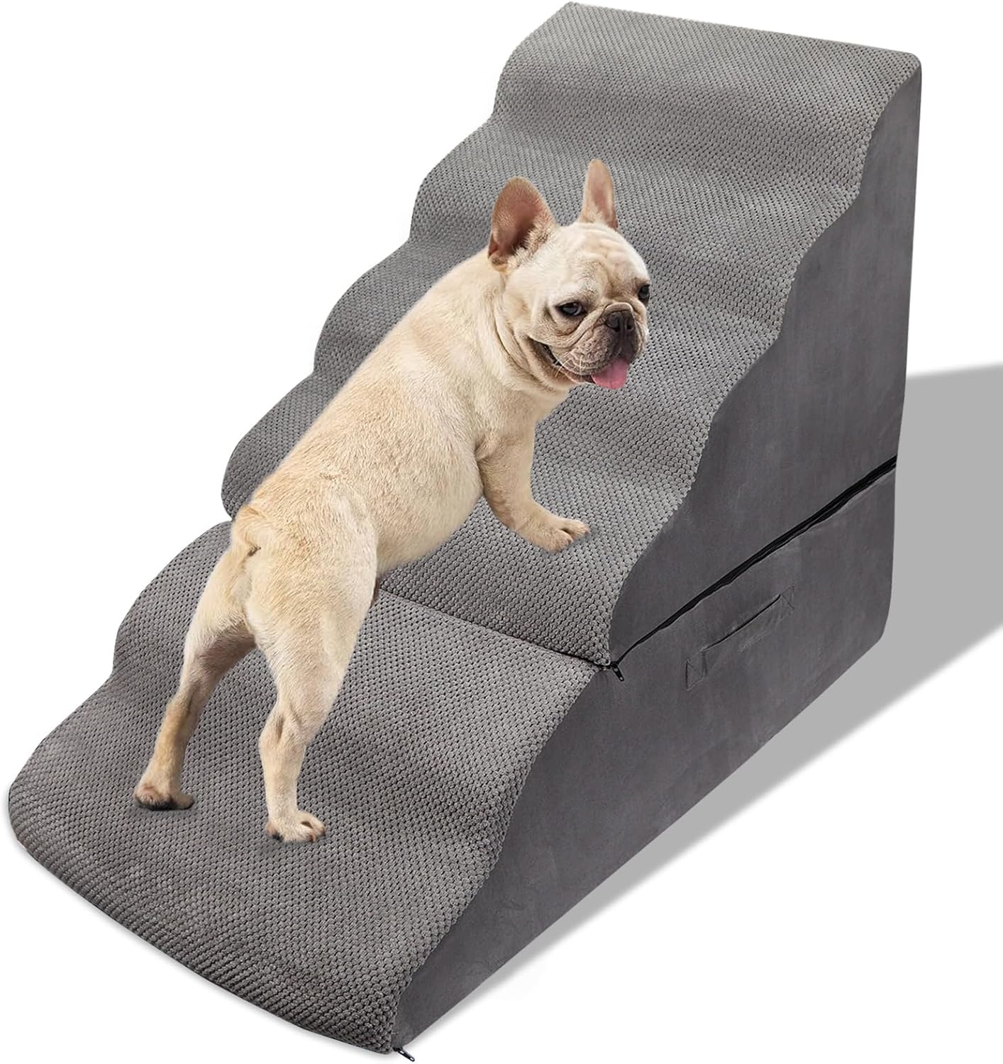 Dog Stairs&Steps for 30 Inches Tall High Bed, Pet Dog Ramp Ladder for Small Medium Dogs, Doggie, Old Cats, Kitty, Small Animals(Grey, Up to 30-36 Inch Tall Bed) - Pet Explorer
