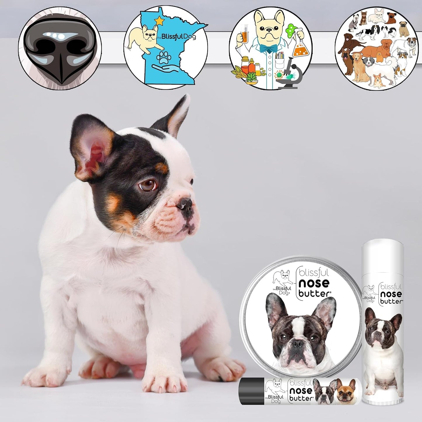 The Blissful Dog French Bulldog Pied Unscented Nose Butter - Dog Nose Butter, 0.15 Ounce - Pet Explorer