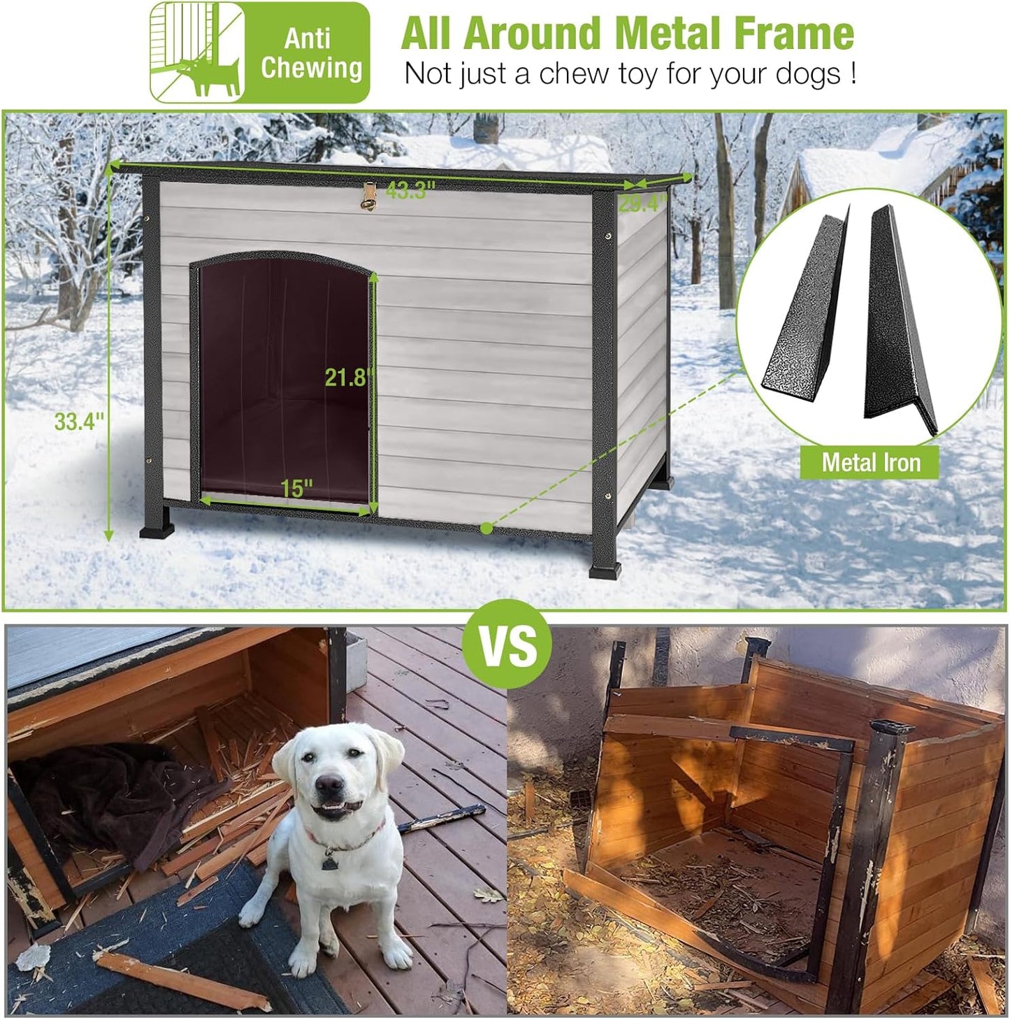 GUTINNEEN Dog House Insulated Outdoor Dog Kennel with Liner for Winter Large(Off-White) - Pet Explorer