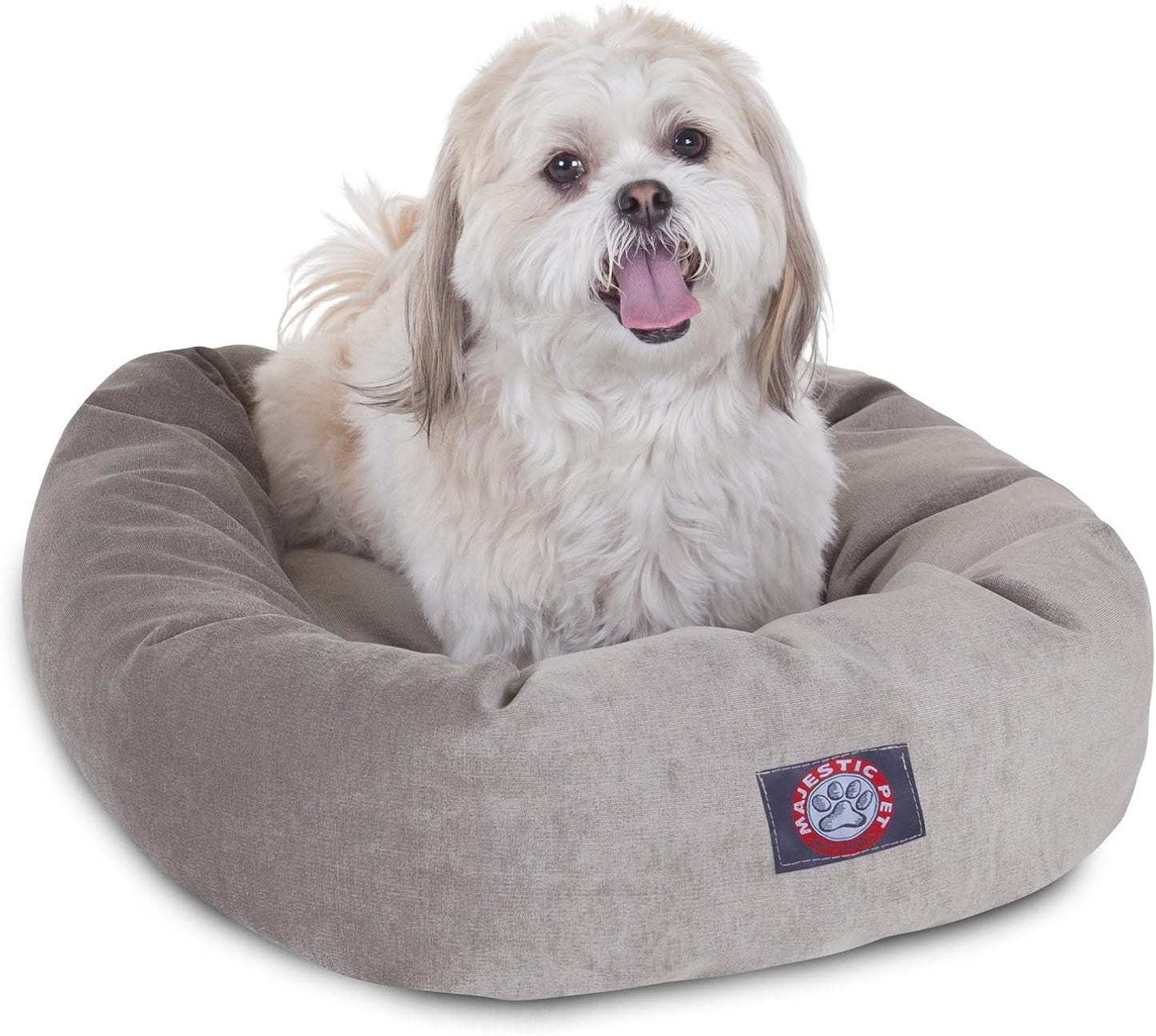 Majestic Pet Storm 24" Micro Velvet Dog Bed, Soft Round Pet Bed with Spine Support, Water Resistant, Machine Washable, 24x19x7 (inch) - Small - Pet Explorer