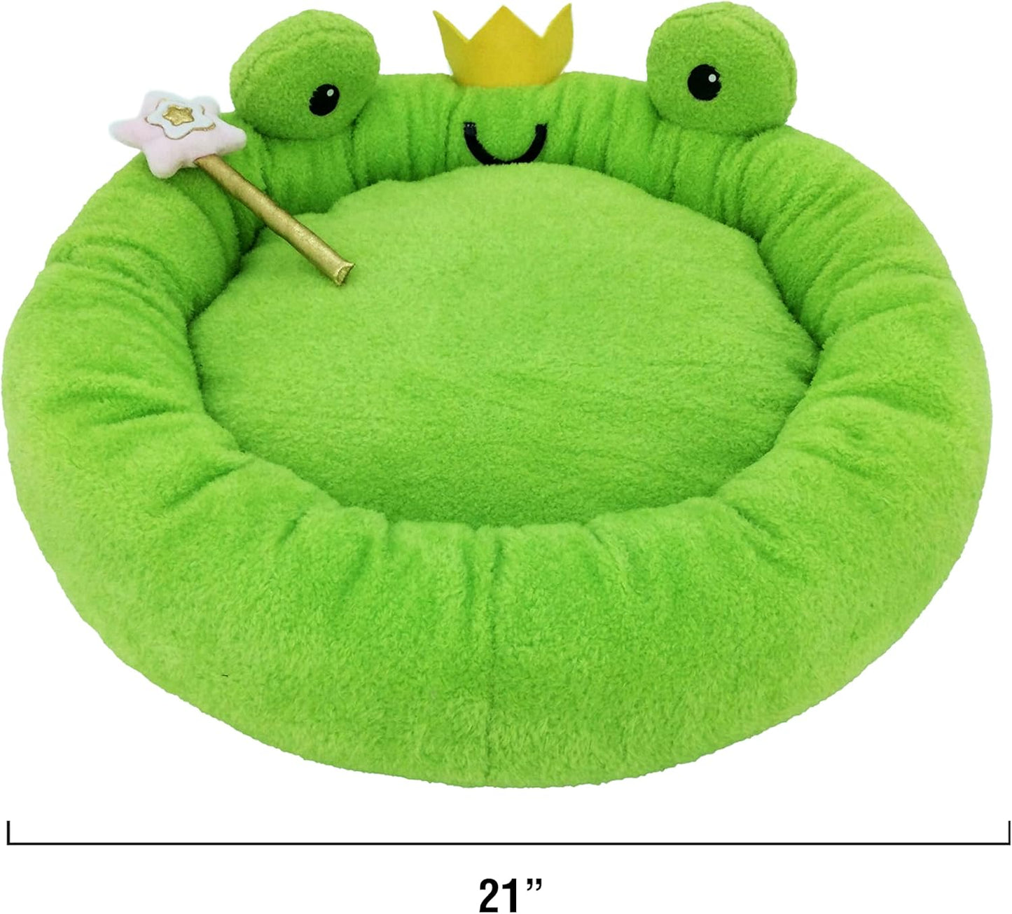 TONBO Soft Plush Small Cute and Cozy Food Dog Cat Bed, Washer and Dryer Friendly (Frog) - Pet Explorer