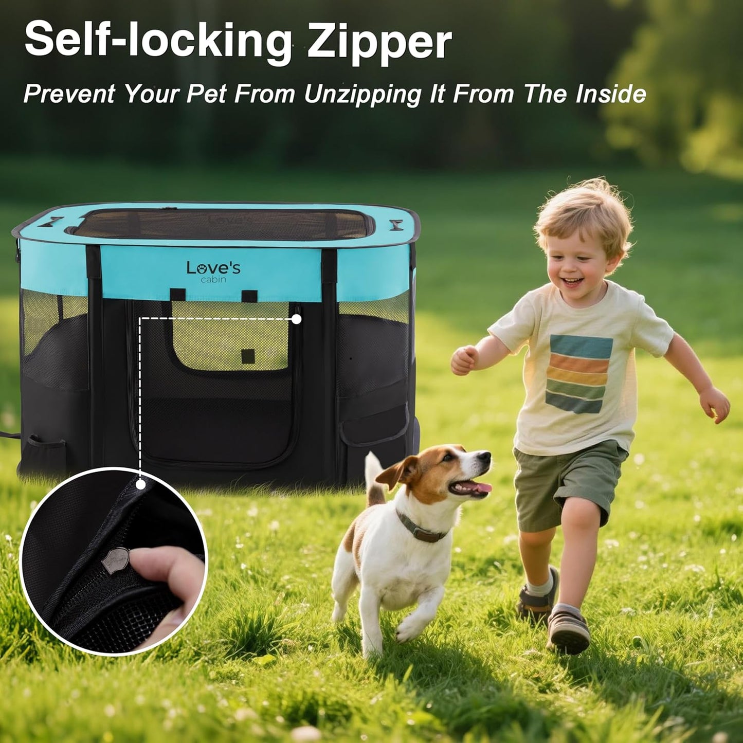 Love's cabin Pet Puppy Dog Playpen, Small Dog Tent Crates Cage Indoor/Outdoor, Portable Exercise Playpen for Dog and Cat, Foldable Pop Up Dog Kennel Playpen with Carring Case (S, Green) - Pet Explorer
