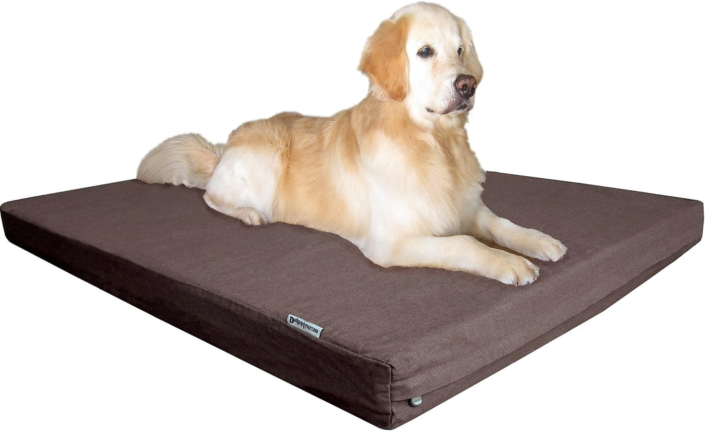 Dogbed4less Luxury XXL Orthopedic Memory Foam Dog Bed for Extra Large Dogs with Durable Waterproof Internal Case, Removable Washable Denim Cover and Bonus Pet Bed Spare Cover, 55X37X4 Inches, Brown - Pet Explorer