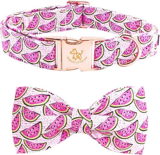 Elegant little tail Dog Collar, Watermelon Print Pet Collar Summer Dog Collar Durable Metal Buckle Dog Collars Cotton Pet Adjustable Dog Collars for Large Dogs