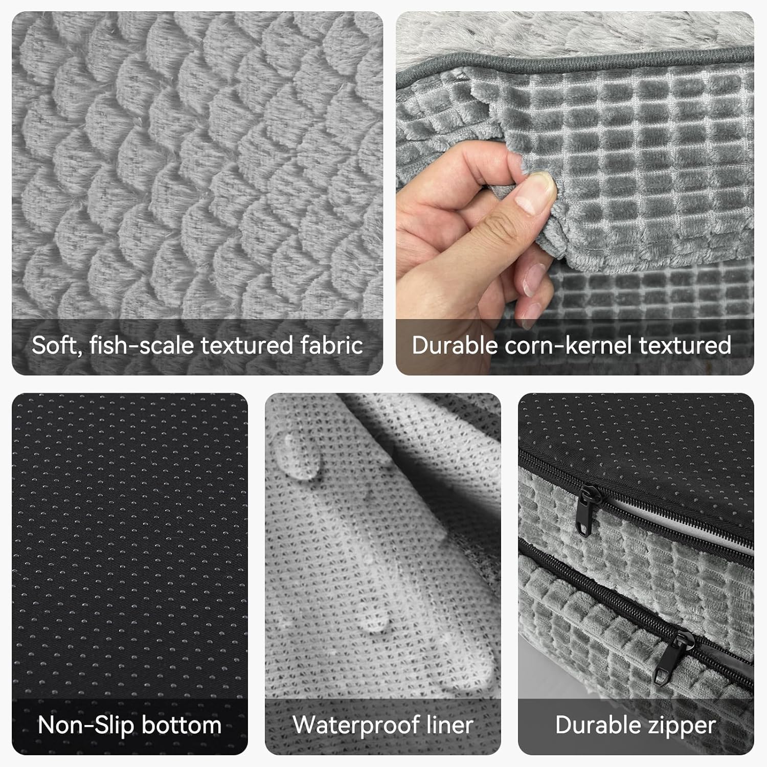JOEJOY Orthopedic Dog Bed for Extra Large Dogs, Egg-Crate Memory Foam Pet Bed with Bolster Sides, Waterproof Lining, Removable Washable Cover & Non-Slip Bottom, Light Grey - Pet Explorer