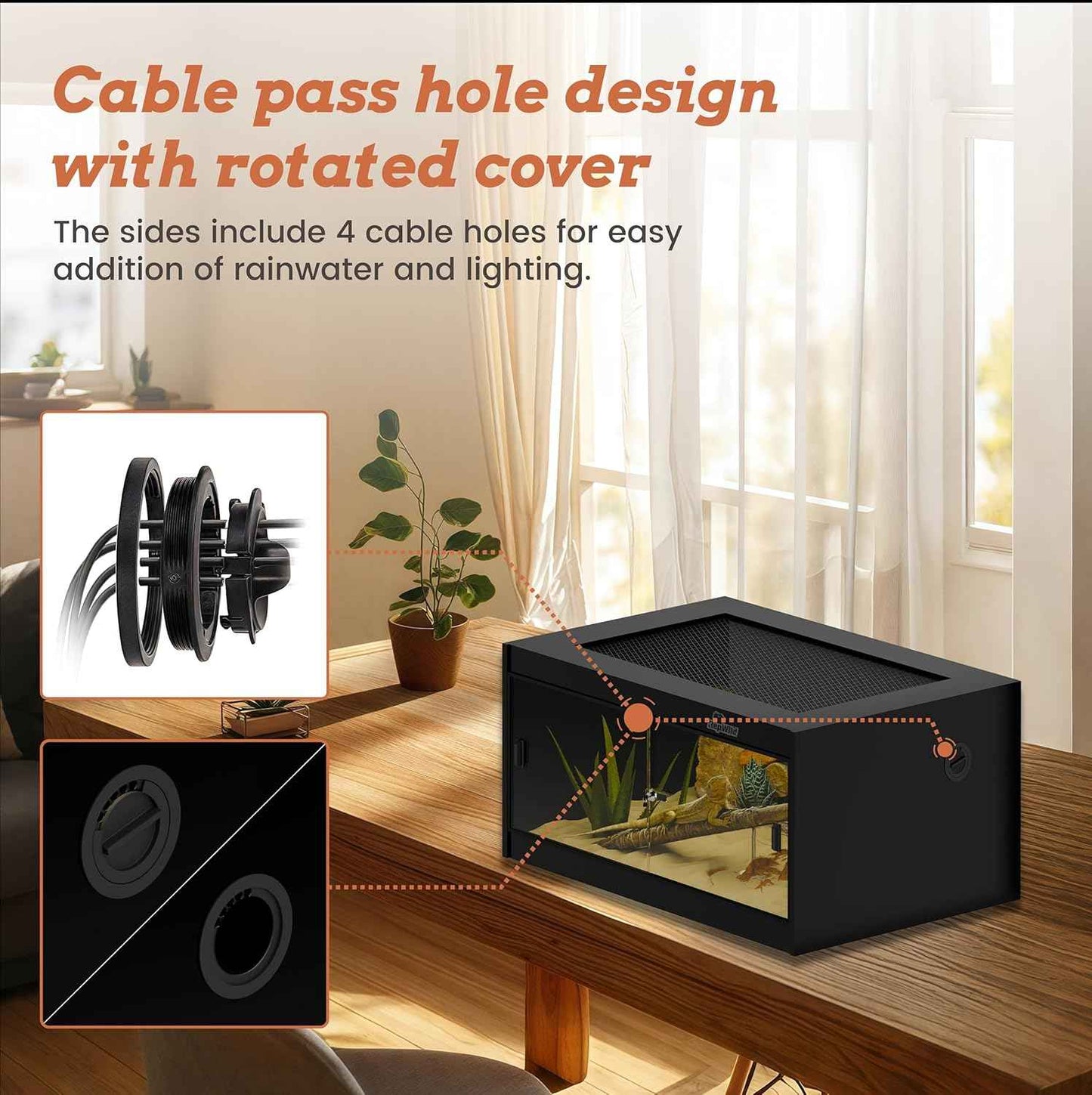 20 Gallon PVC Reptile Enclosure, RepWild 24"x18"x12" Terrarium/Tank with Heavy-Duty Screen Top, Glass Sliding Doors & Lock for Bearded Dragons, Ball Python, Geckos, Lizards
