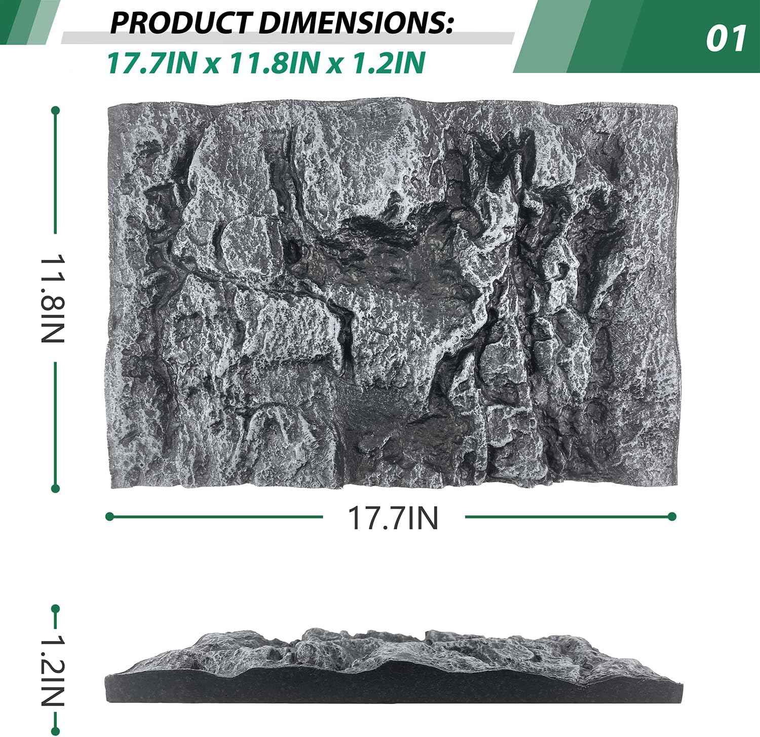 17.7x11.8in Rock Terrarium Background,3D Reptile Tank Background Board,Amphibian Stereo Backdrop Wall,Lizard Snake Gecko Spider Turtle Fish pet silo Background Decorative Panel(Grey)