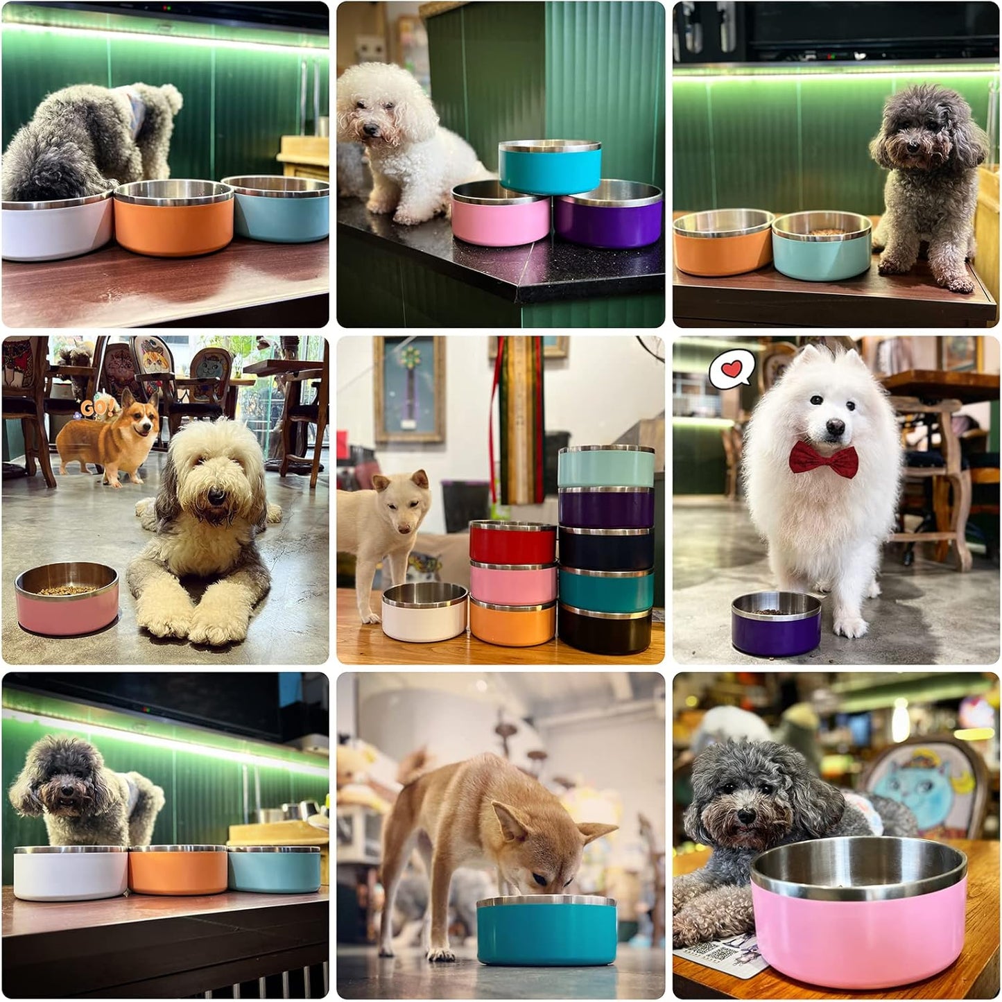 IKITCHEN Dog Bowl for Food and Water, 40 Oz Stainless Steel Pet Feeding Bowl, Durable Non-Skid Double Wall Insulated Heavy Duty with Rubber Bottom for Medium Large Dogs (40 Ounces/5 Cup, Lakeblue) - Pet Explorer