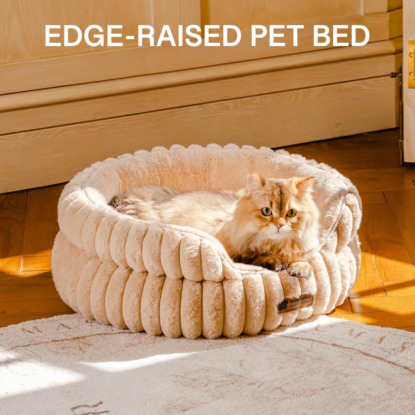 MEWOOFUN Dog Bed for Medium Dogs, Washable Large Cat Beds for Indoor Cats, Donut Pet Bed for Dogs and Cats with Anti-Slip Bottom (Camel, 27"x27"x10") - Pet Explorer