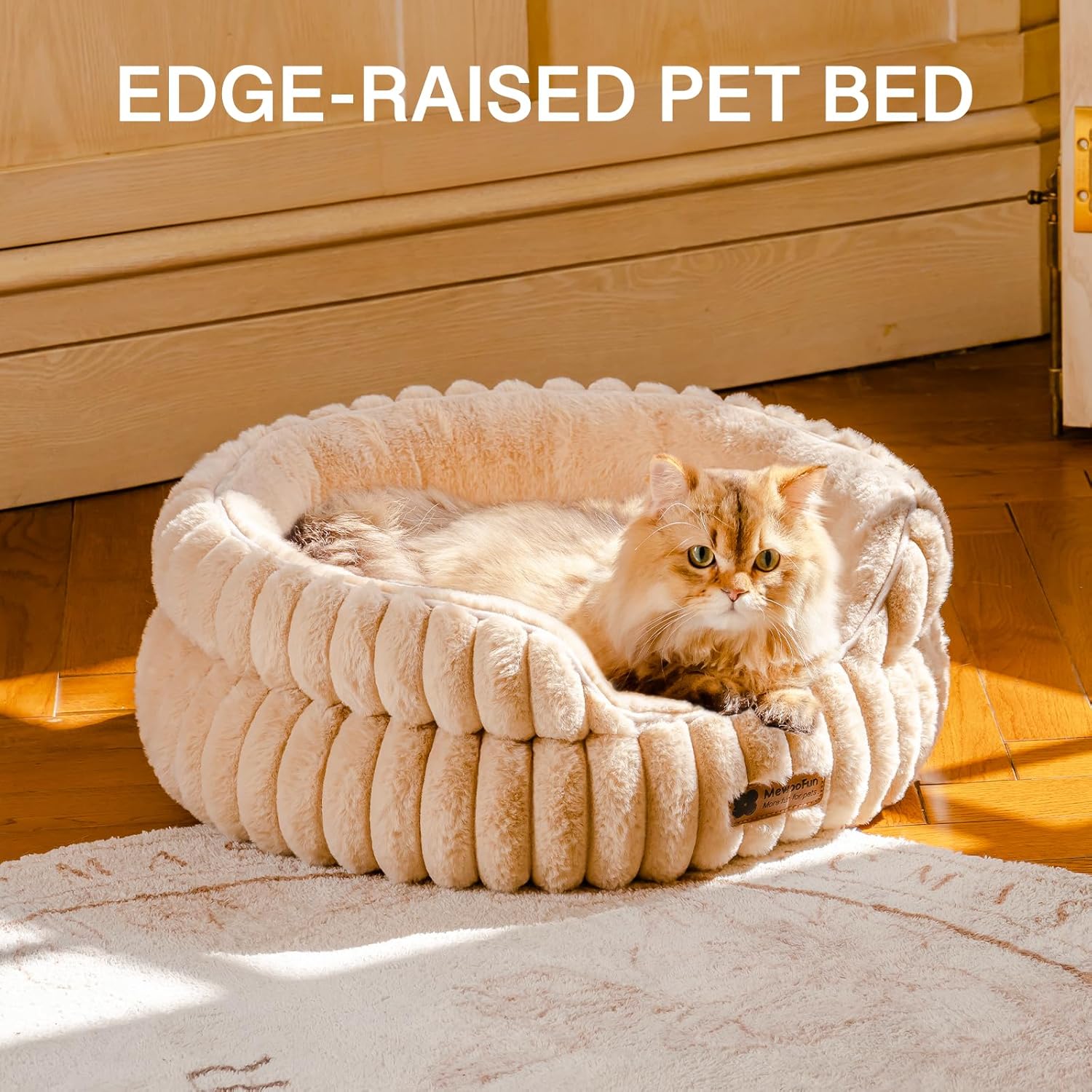 MEWOOFUN Dog Bed for Medium Dogs, Washable Large Cat Beds for Indoor Cats, Donut Pet Bed for Dogs and Cats with Anti-Slip Bottom (Camel, 27"x27"x10") - Pet Explorer