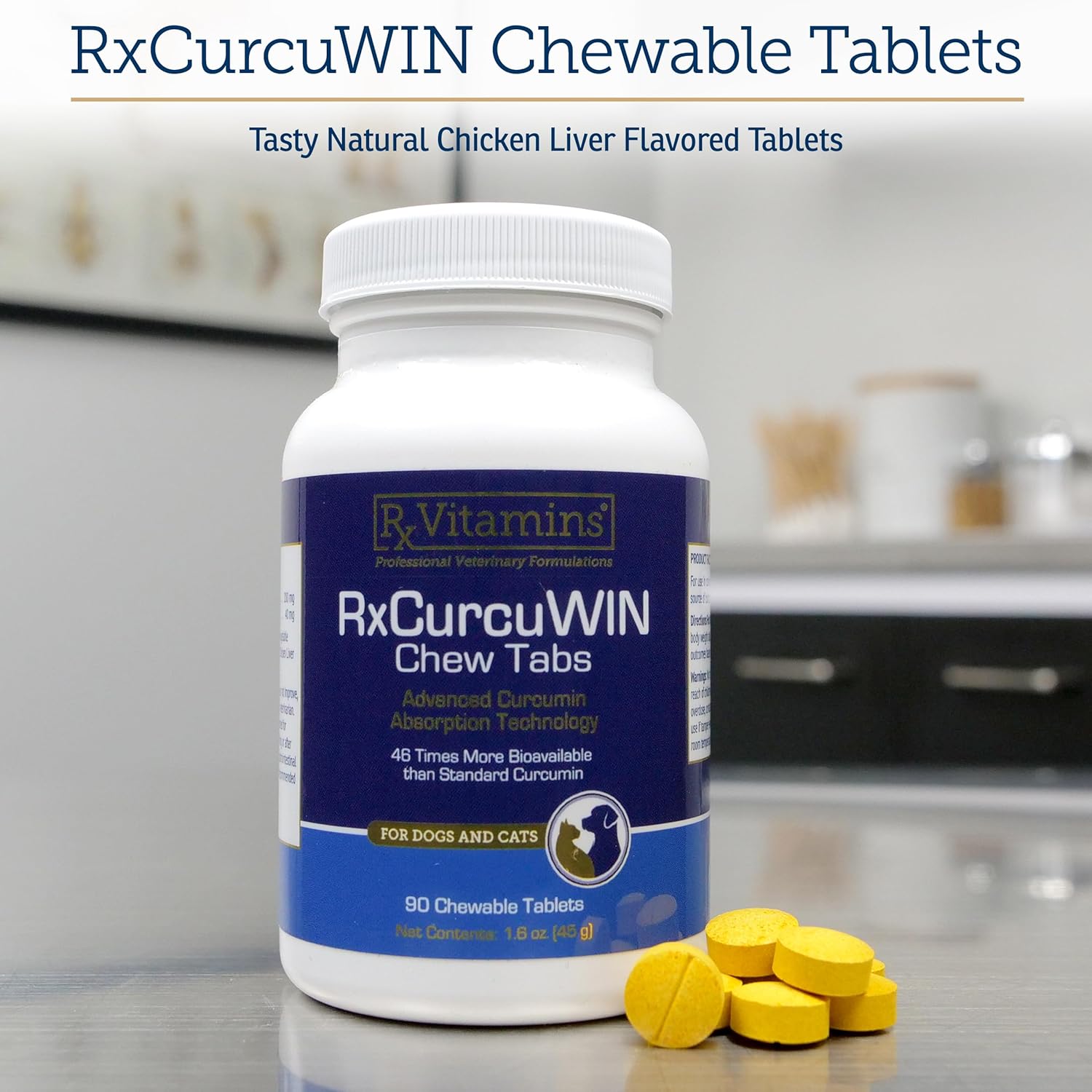 Rx Vitamins CurcuWIN - Curcumin for Dogs & Cats - Vitamins and Supplements, Allergy Relief - Provides Immune Support & Aids Digestive Support - Joint Supplement - 90ct - Pet Explorer
