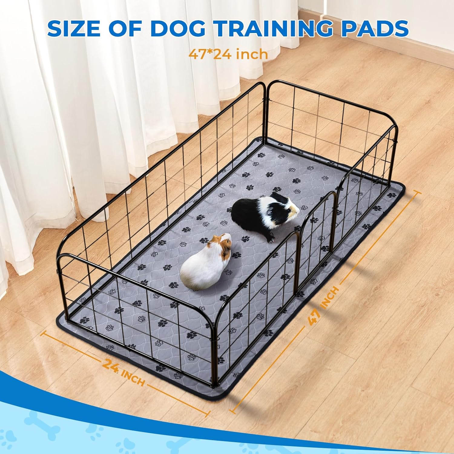Fostanfly Non-Slip Washable Pee Pads for Dogs, 2 Pack 24"x47" Guinea Pig Cage Liner Ultra-Absorbent and Leak-Proof for Small Animal Guinea Pigs Rabbit Bunny Hamster - Pet Explorer