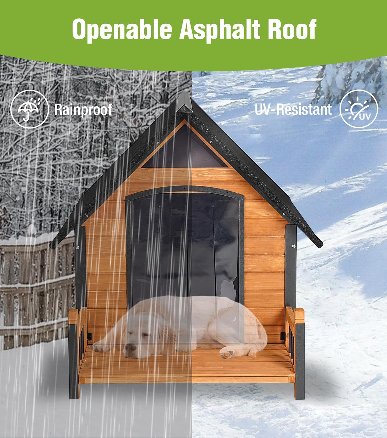 Large Outdoor Dog House Insulated, Weatherproof Dog Kennel with Porch, Anti-Chewing Metal Frame, for Medium to Large Breed - Pet Explorer