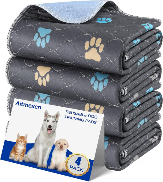 Aitmexcn Washable Puppy Dog Pee Pad, 4PCS 100% Waterproof Whelping Training Mat for Puppy/Senior Dog, Fast Drying Reusable Puppy Pads for Indoor, Outdoor and Car Travel- 18'' x 24'' - Pet Explorer