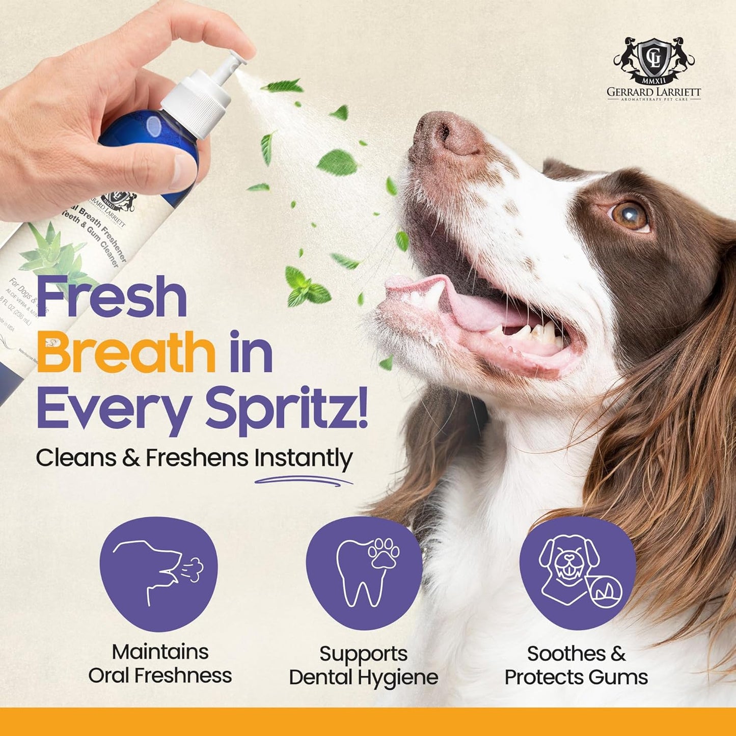 Dog Mouthwash, Dog and Cat Breath Spray with Baking Soda - 8 oz Natural Dog Breath Fresheners with Mint and Aloe Vera Mouth Spray for Tartar Control and Plaque, Dog Teeth Cleaning by Gerrard Larriett - Pet Explorer