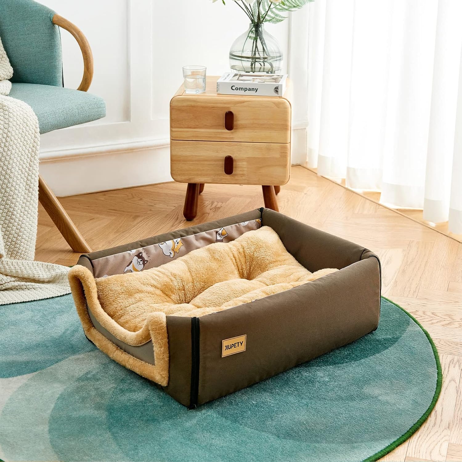 Jiupety Indoor Dog House, 2 in 1 Portable Foldable House Bed with Cover, Pet Tent & Cave Bed for Cats and Small Dogs, M(18"×14"×13"), Up to 9 Lb, Brown - Pet Explorer