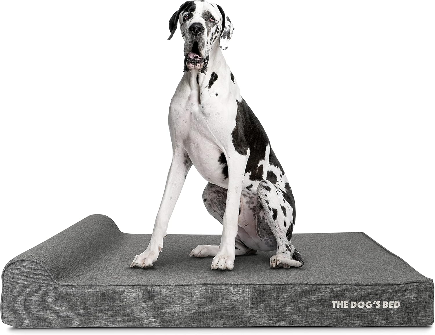 The Dog’s Bed Orthopedic Headrest Dog Bed XXL Grey Linen 54x36, Memory Foam, Pain Relief for Arthritis, Hip & Elbow Dysplasia, Post Surgery, Lameness, Veterinary Approved, Waterproof Washable Cover - Pet Explorer