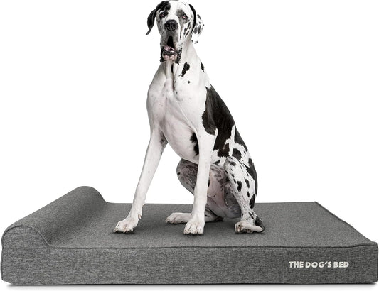 The Dog’s Bed Orthopedic Headrest Dog Bed XXL Grey Linen 54x36, Memory Foam, Pain Relief for Arthritis, Hip & Elbow Dysplasia, Post Surgery, Lameness, Veterinary Approved, Waterproof Washable Cover - Pet Explorer