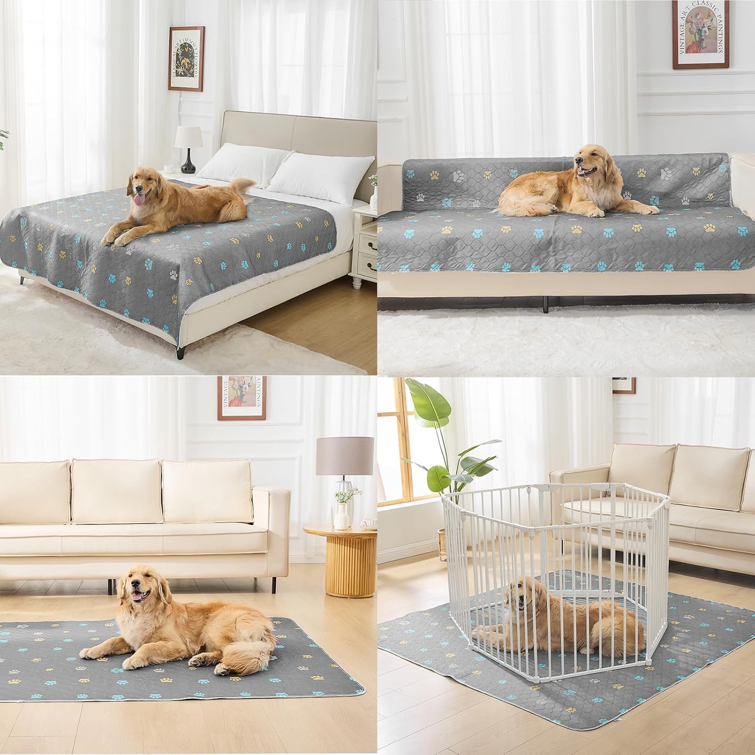 Aitmexcn Washable Puppy Dog Pee Pad, 100% Waterproof Whelping Training Mat for Puppy/Senior Dog, Fast Drying Reusable Puppy Pads for Indoor, Outdoor and Car Travel- 72'' x 72'' Llight Gray 1PC - Pet Explorer