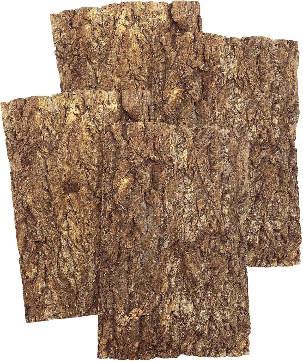 Tfwadmx 4Pcs Cork Tile Terrarium Background 15.7"x11.8" Reptile Bark Backdrop Wall Decor 3D Bearded Dragon Tank Climbing Mat Decoration for Gecko Lizard Tortoise Chameleon