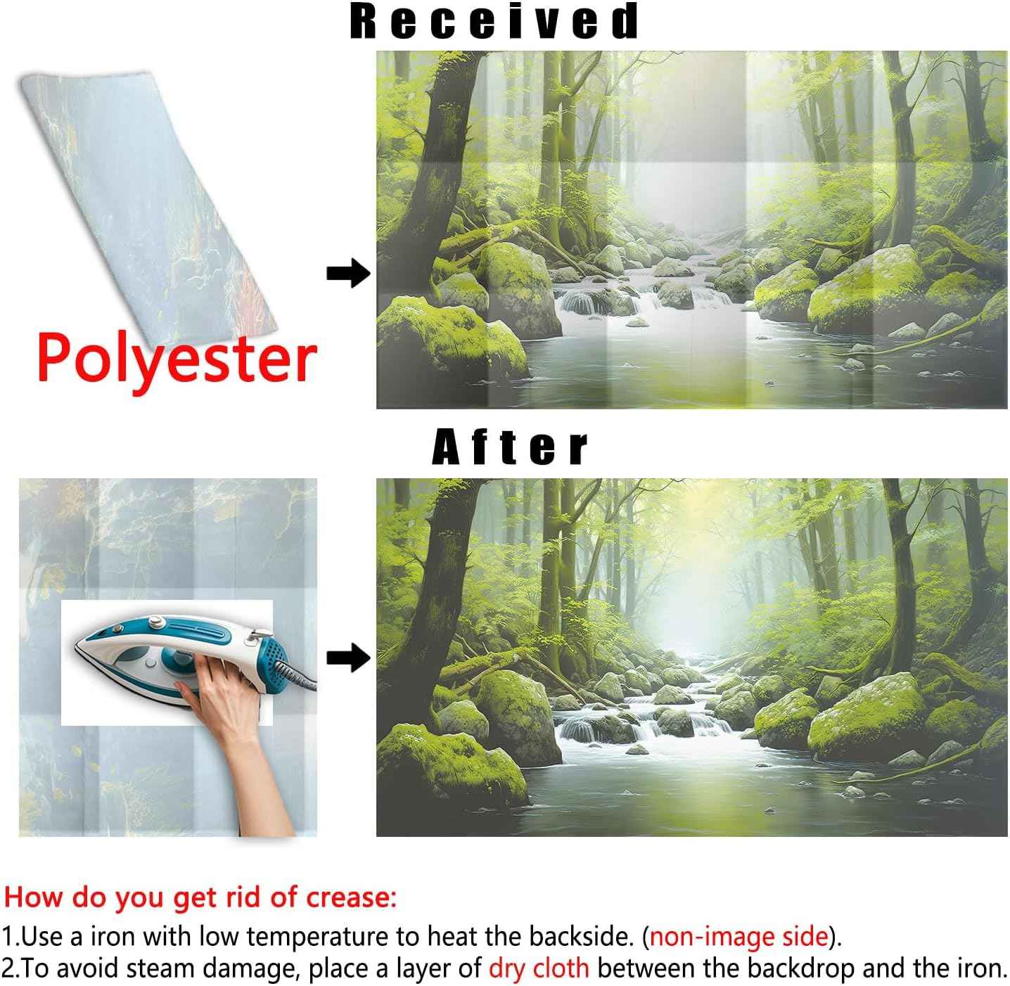 36X18IN Tropical Forest Terrarium Background, Natural Green Forest Tree Reptile Habitat Background, Misty Rainforest Aquarium Background, with 8 EVA Double-Sided Tape