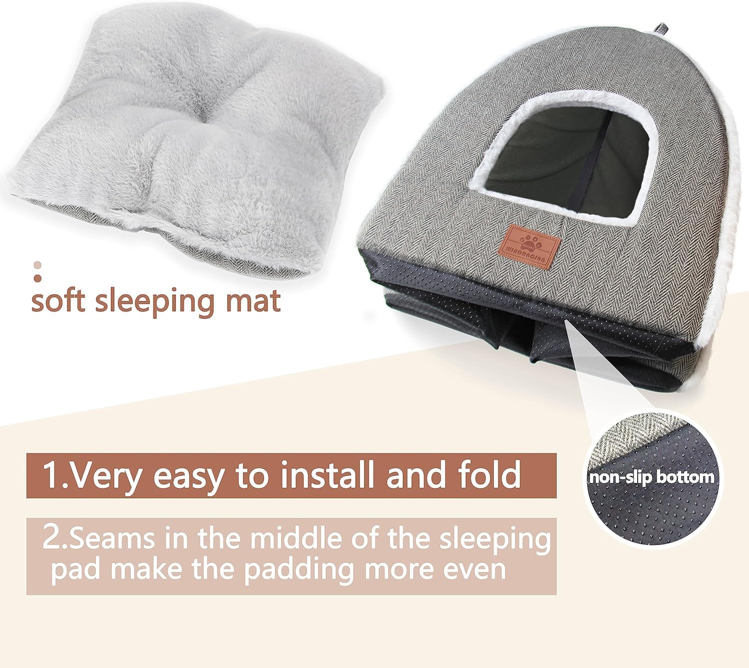 Cat Bed for Indoor Cats - Cat Cave Bed Cat House Cat Tent with Removable Washable Cushioned Pillow, Soft and Self Warming Kitten beds, for Small and Medium Cat Beds & Furniture - Pet Explorer