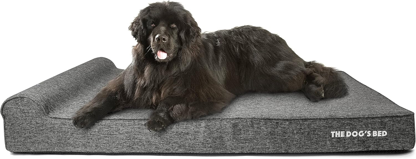 The Dog’s Bed Orthopedic Headrest Dog Bed XXXL Grey Linen 64x44, Memory Foam, Pain Relief for Arthritis, Hip & Elbow Dysplasia, Post Surgery, Lameness, Veterinary Approved, Waterproof Washable Cover - Pet Explorer