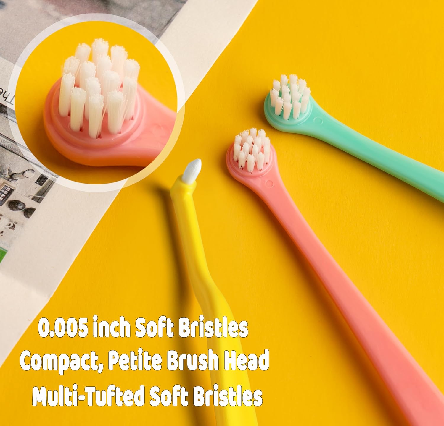 E.M&S.T by Emmeliestella Small Dog & Cat Toothbrush Kit，Micro Head, Kitten Toothbrush, Finger Brush, Starter Kit, Round & Pointed Design, Pet Dental Care, Soft Bristles, Multi-Angle, Deep Clean, 5PCS - Pet Explorer